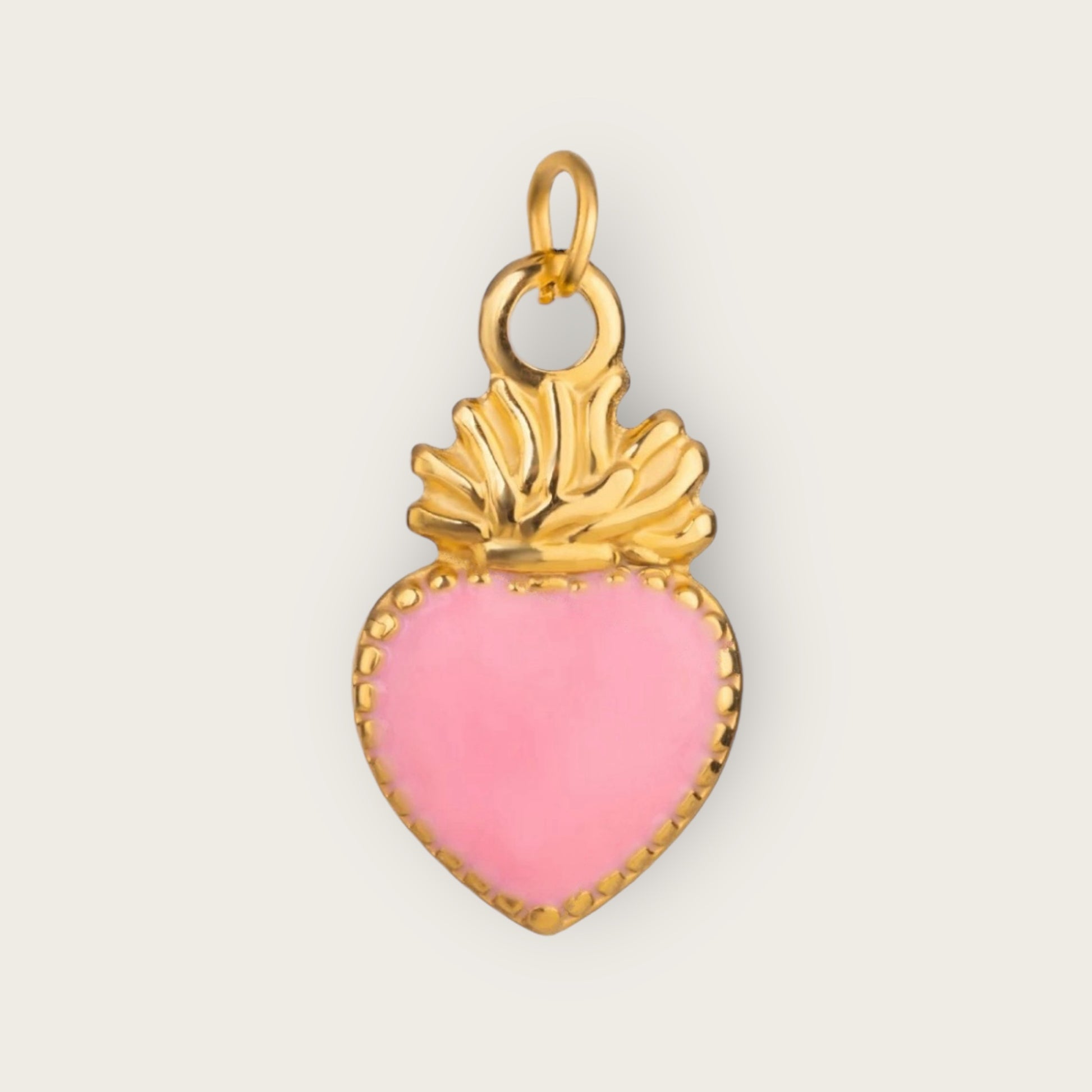 Golden Pink Heart Charm